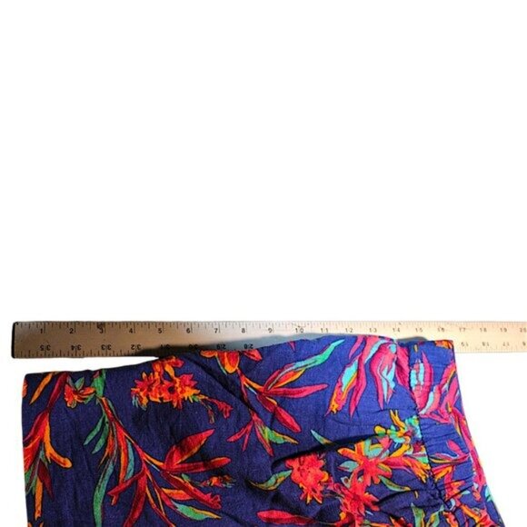 J.Crew Size 16 High-Rise Tropical Floral Shorts Blue Pink Linen Blend Summer - Picture 5 of 7